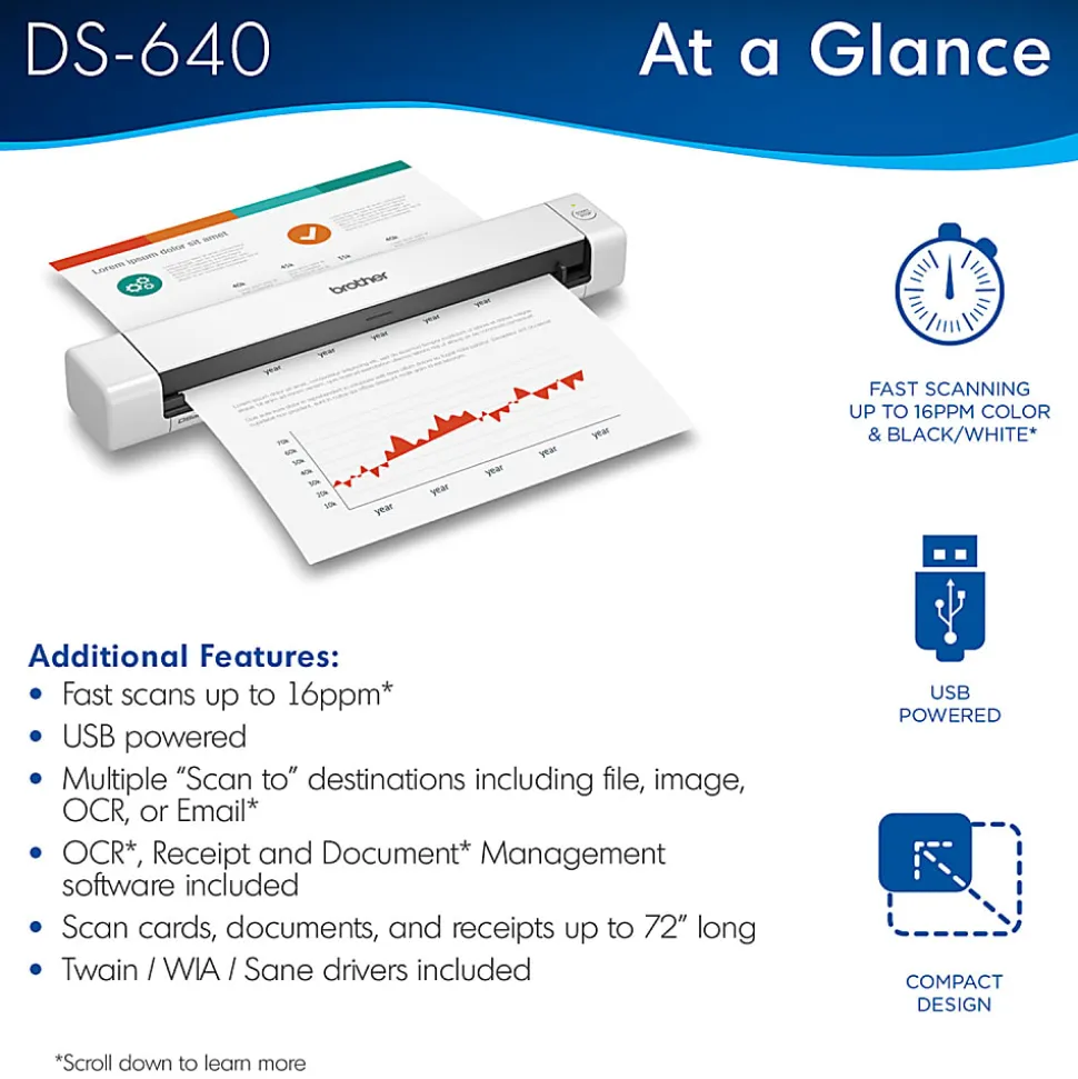 Brother DSmobile DS-640 Portable Color Document Scanner