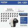 Brother Genuine DK-120124PK Die-Cut Standard Address Labels, 1-3/16" x 3-1/2", White, 400 Labels Per Roll, Box Of 24 Rolls