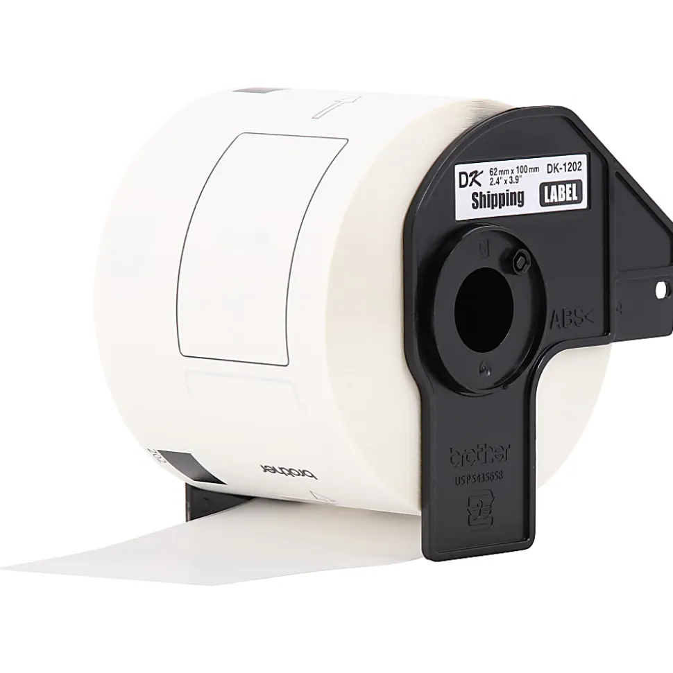 Brother Genuine DK-120224PK Die-Cut Shipping Paper Labels, 2-7/16" x 3-15/16", White, 300 Labels Per Roll, Box Of 24 Rolls