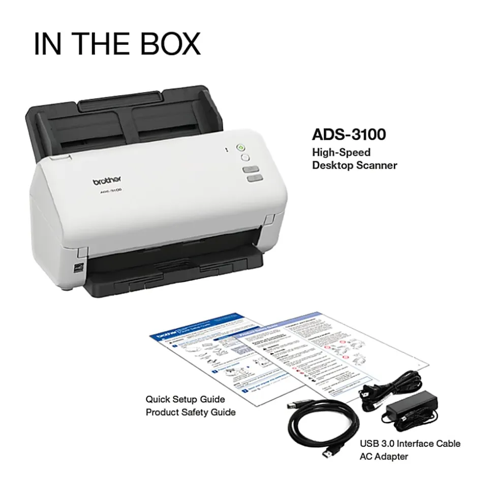 Brother High-Speed Desktop Scanner for Small Office & Home Office Professionals ADS-3100