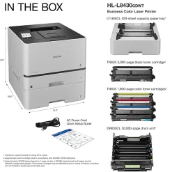 Brother HL-L8430CDWT Wireless Business Color Laser Printer with Dual Paper Trays, Low-Cost Printing