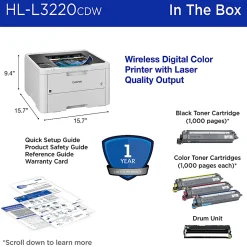 Brother HL-L3220CDW Wireless Compact Digital Color Printer, Laser Quality Output, Refresh EZ Print Eligibility