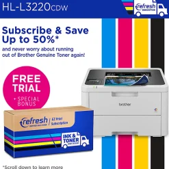 Brother HL-L3220CDW Wireless Compact Digital Color Printer, Laser Quality Output, Refresh EZ Print Eligibility