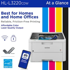 Brother HL-L3220CDW Wireless Compact Digital Color Printer, Laser Quality Output, Refresh EZ Print Eligibility