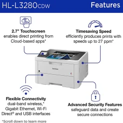 Brother HL-L3280CDW Wireless Compact Digital Laser Color Printer With Refresh EZ Print Eligibility