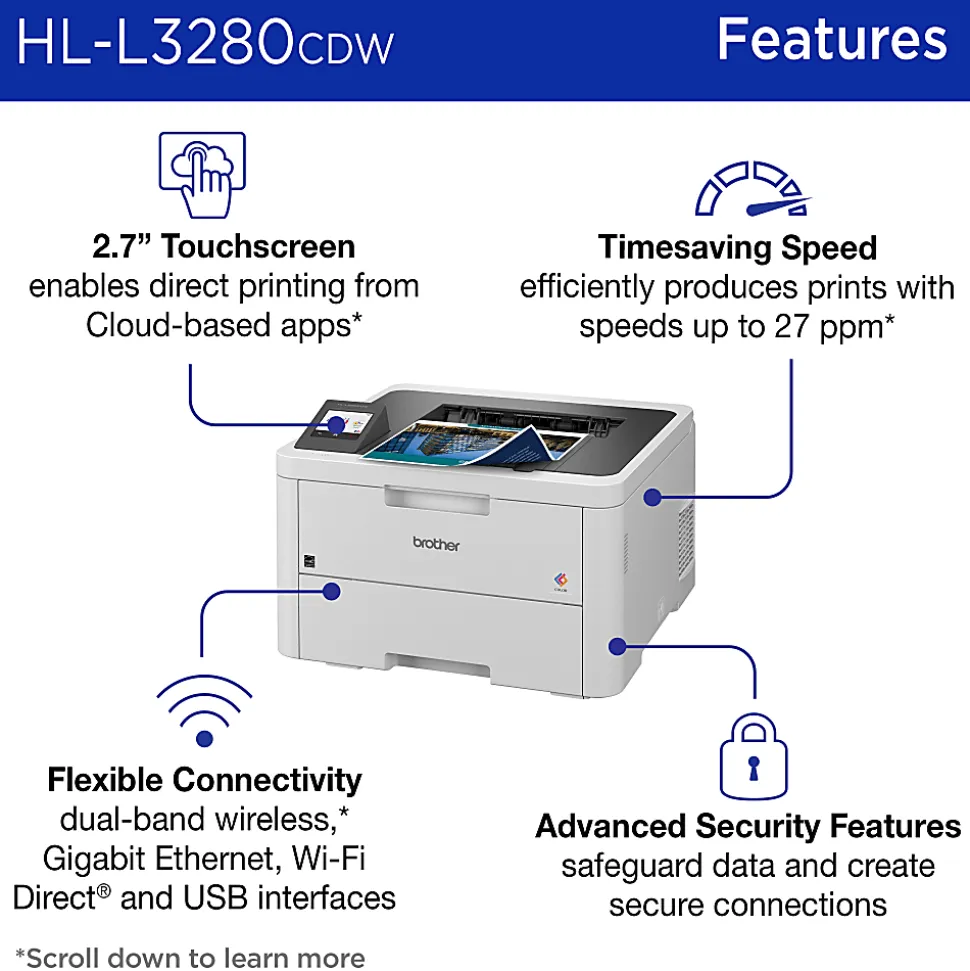 Brother HL-L3280CDW Wireless Compact Digital Laser Color Printer With Refresh EZ Print Eligibility