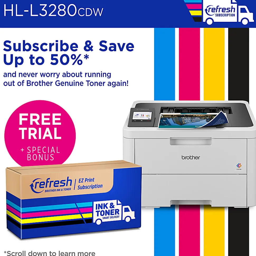 Brother HL-L3280CDW Wireless Compact Digital Laser Color Printer With Refresh EZ Print Eligibility