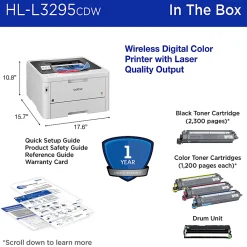 Brother HL-L3295CDW Wireless Compact Digital Color Printer with Laser Quality Output and Refresh EZ Print Eligibility