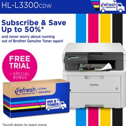 Brother HL-L3300CDW Wireless Digital Multi-Function Laser Color Printer With Refresh EZ Print Eligibility