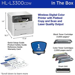 Brother HL-L3300CDW Wireless Digital Multi-Function Laser Color Printer With Refresh EZ Print Eligibility