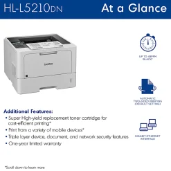 Brother HL-L5210DN Business Laser Monochrome Printer With Duplex Printing And Networking