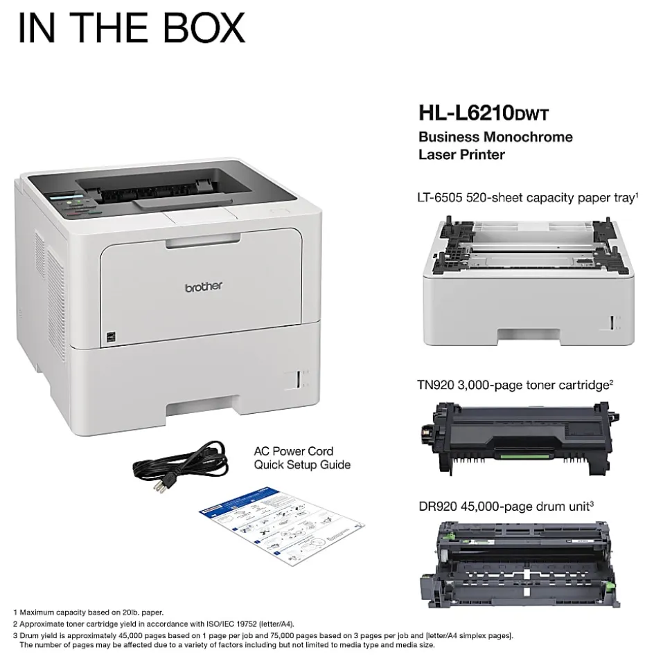 Brother HL-L6210DWT Business Wireless Monochrome Laser Printer