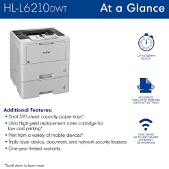 Brother HL-L6210DWT Business Wireless Monochrome Laser Printer