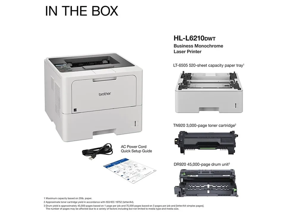 Brother HL-L6210DWT Business Wireless Monochrome Laser Printer