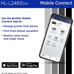 Brother HL-L2460DW Wireless Compact Monochrome Laser Printer, Duplex and Mobile Printing, Refresh EZ Print Eligibility