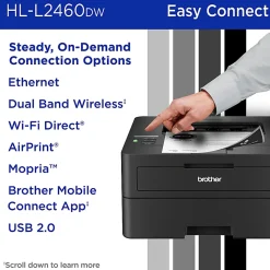 Brother HL-L2460DW Wireless Compact Monochrome Laser Printer, Duplex and Mobile Printing, Refresh EZ Print Eligibility
