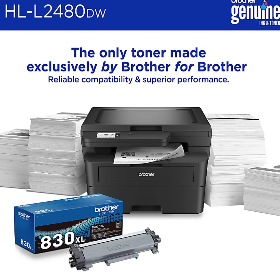 Brother HL-L2480DW Wireless Compact Monochrome Multi-Function Laser Printer, Copy & Scan, Refresh EZ Print Eligibility