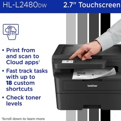 Brother HL-L2480DW Wireless Compact Monochrome Multi-Function Laser Printer, Copy & Scan, Refresh EZ Print Eligibility