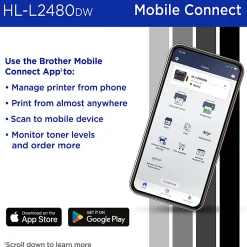 Brother HL-L2480DW Wireless Compact Monochrome Multi-Function Laser Printer, Copy & Scan, Refresh EZ Print Eligibility