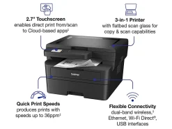 Brother HL-L2480DW Wireless Compact Monochrome Multi-Function Laser Printer, Copy & Scan, Refresh EZ Print Eligibility