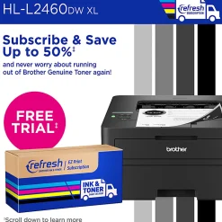 Brother HL-L2460DW XL Wireless Compact Monochrome Laser Printer with Duplex, Mobile Printing and up to 4,200 Toner Pages Included