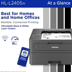 Brother HL-L2405W Wireless Compact Monochrome Laser Printer, Mobile Printing, Refresh EZ Print Eligibility