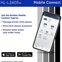 Brother HL-L2405W Wireless Compact Monochrome Laser Printer, Mobile Printing, Refresh EZ Print Eligibility