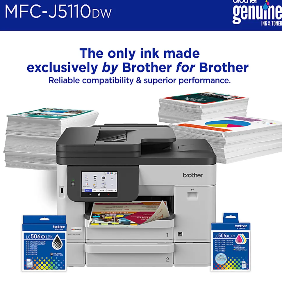 Brother INKvestment MFC-J5110DW Wireless Color Inkjet All-in-One Printer, 4.3” Color Touchscreen