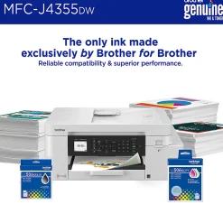 Brother INKvestment MFC-J4355DW Wireless Color Inkjet Printer, All-In-One Print/Scan/Copy/Fax, Best for home/small office