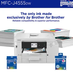 Brother INKvestment MFC-J4555DW Wireless Color Inkjet Printer, All-In-One Print/Scan/Copy/Fax, 2 paper trays, Best for small office/small business