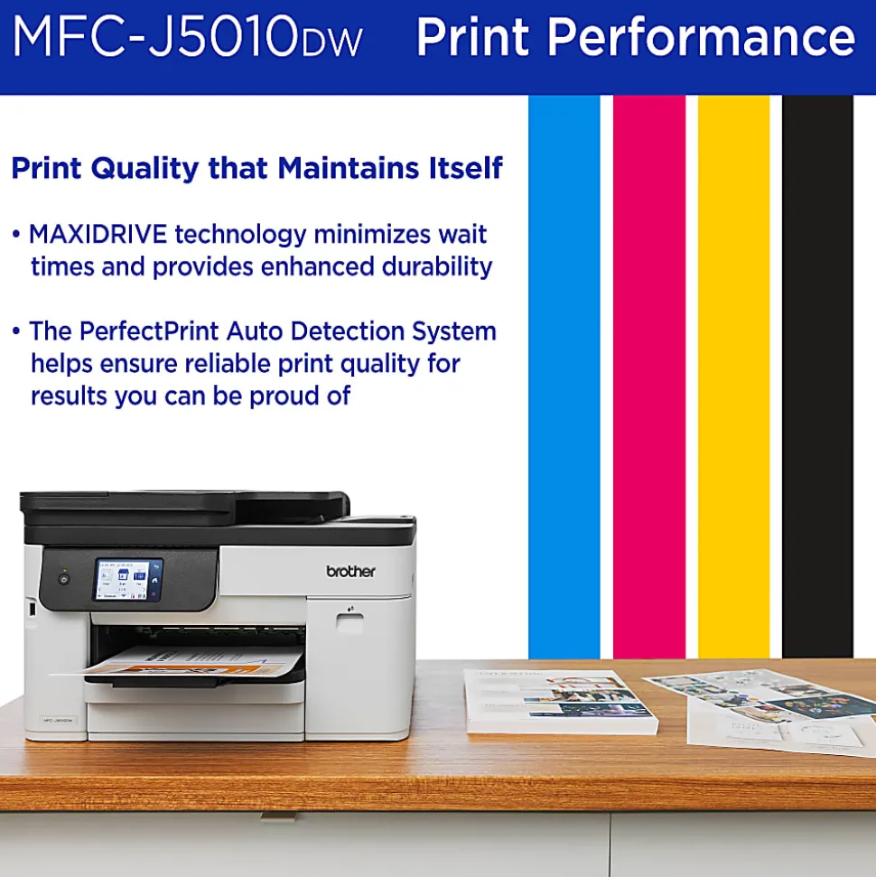 Brother INKvestment MFC-J5010DW Wireless Color Inkjet All-in-One Printer, Automatic 2-sided Copy & Scan, 2.7” Color Touchscreen