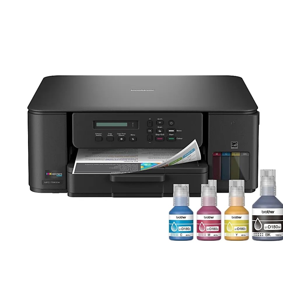 Brother INKvestment Tank MFC-T580DW Wireless Color Inkjet, All-In-One Print/Scan/Copy, up to 3 Years of Ink In-Box(1), Best for home/home office
