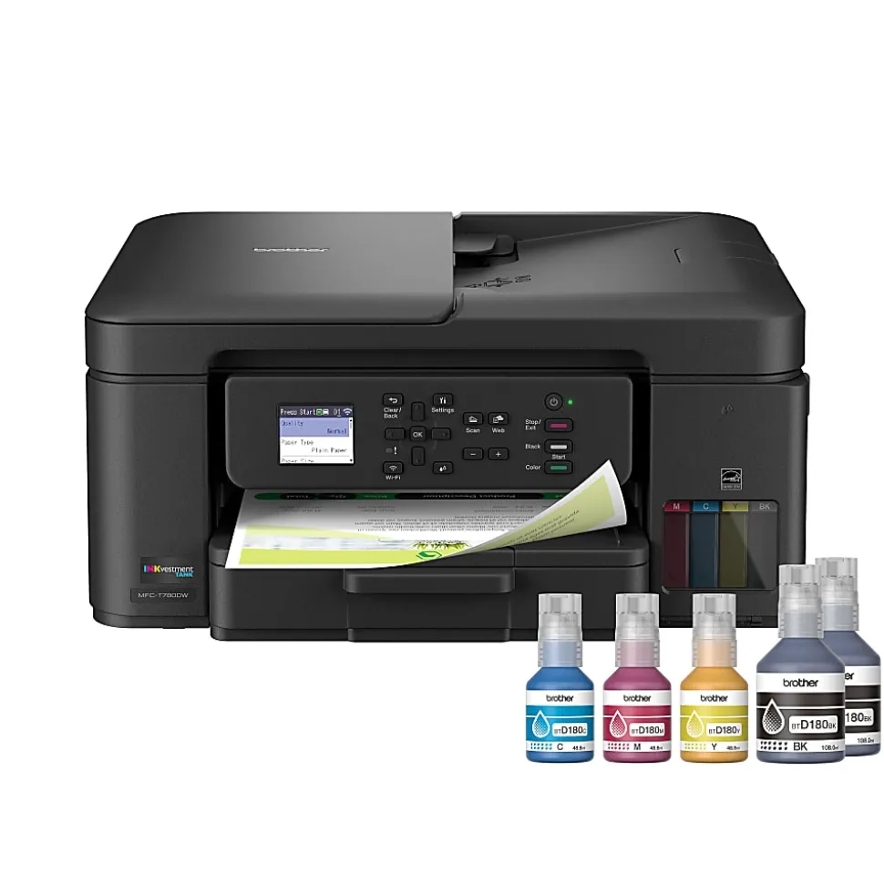 Brother INKvestment Tank MFC-T780DW Wireless Color Inkjet Printer, All-in-One Print/Scan/Copy, 3 Years of Ink In-Box(1), Best for home/small office