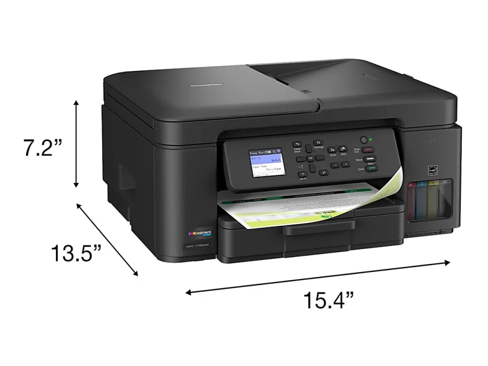 Brother INKvestment Tank MFC-T780DW Wireless Color Inkjet Printer, All-in-One Print/Scan/Copy, 3 Years of Ink In-Box(1), Best for home/small office