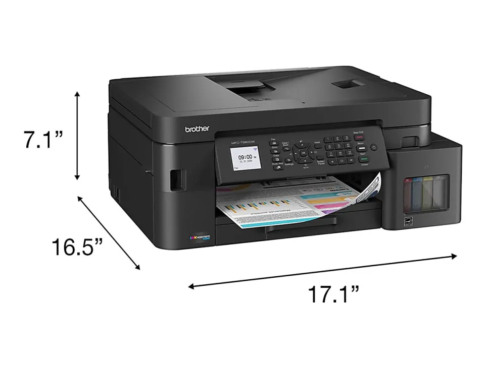 Brother INKvestment Tank MFC-T980DW Wireless Color Inkjet Printer, All-in-One Print/Scan/Copy, 3 Years Ink In-Box(1), Best for small office/business