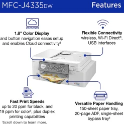 Brother MFC-J4335DW INKvestment All-in-One Color Inkjet Printer with Duplex and Wireless Printing plus Up to 1-Year of Ink In-box¹