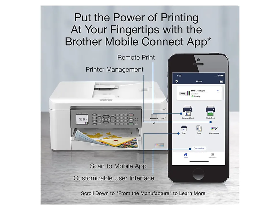 Brother MFC-J4335DW INKvestment All-in-One Color Inkjet Printer with Duplex and Wireless Printing plus Up to 1-Year of Ink In-box¹