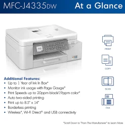 Brother MFC-J4335DW INKvestment All-in-One Color Inkjet Printer with Duplex and Wireless Printing plus Up to 1-Year of Ink In-box¹