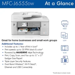 Brother MFC-J6555DW INKvestment Color Inkjet All-In-One Printer with up to 1 Year of Ink In-box(1)