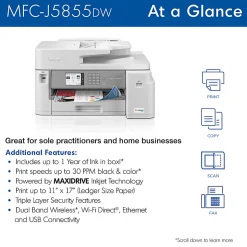 Brother MFC-J5855DW INKvestment Color Inkjet All-In-One Printer with Up To 1 Year Of Ink In-Box(1)