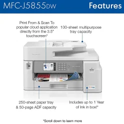 Brother MFC-J5855DW INKvestment Color Inkjet All-In-One Printer with Up To 1 Year Of Ink In-Box(1)
