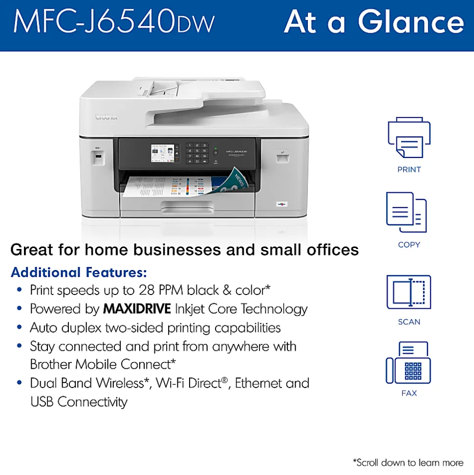 Brother MFC-J6540DW Wireless Inkjet Multifunction Color Printer