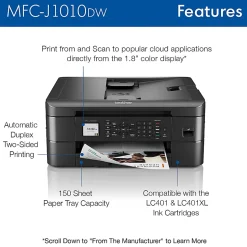 Brother MFC-J1010DW Wireless Inkjet All-in-One Color Printer With Refresh EZ Print Eligibility