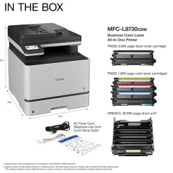 Brother MFC-L8730CDW Wireless Business Color Laser All-in-One Printer with Duplex Print, Scan, Copy, Advanced Security Features