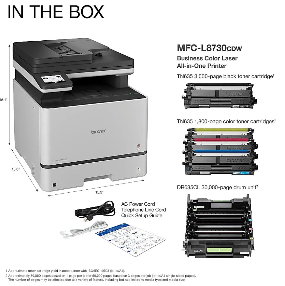 Brother MFC-L8730CDW Wireless Business Color Laser All-in-One Printer with Duplex Print, Scan, Copy, Advanced Security Features