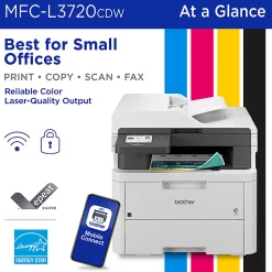 Brother MFC-L3720CDW Wireless Digital Color All-in-One Printer with Laser Quality Output and Refresh EZ Print Eligibility