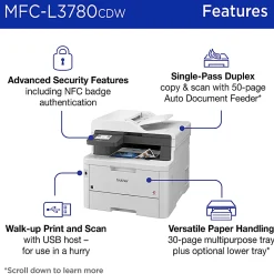 Brother MFC-L3780CDW Wireless Digital Laser Color All-In-One Printer With Refresh EZ Print Eligibility