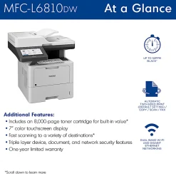 Brother MFC-L6810DW Enterprise Wireless Laser Monochrome All-In-One Printer