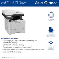 Brother MFC-L5710DW Wireless Business Monochrome All-in-One Laser Printer with Networking and Duplex Print, Scan, and Copy