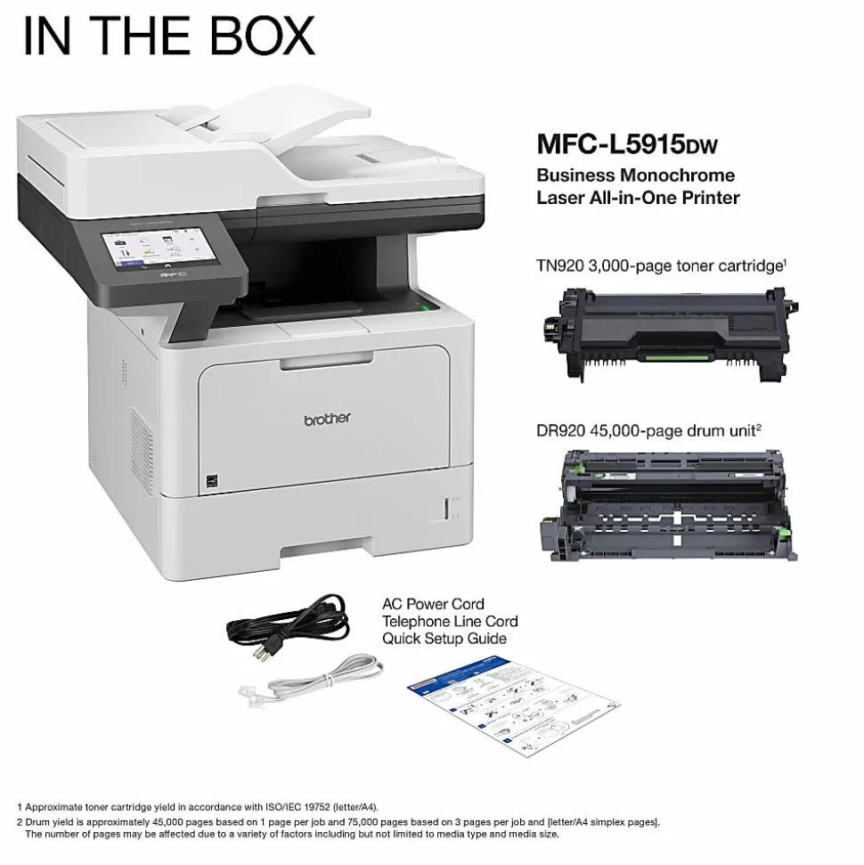 Brother MFC-L5915DW Wireless Business Laser Monochrome All-in-One Printer